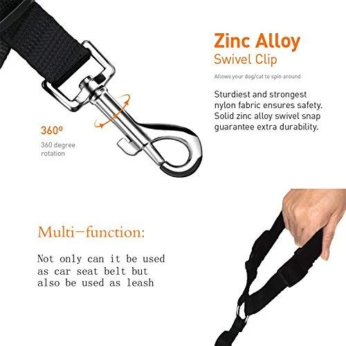 BWOGUE 2 paquetes de correas de seguridad para perros y gatos, para reposacabezas de coche, de nailon, ajustables, para perros, cinturones de seguridad, arnés