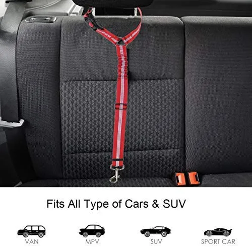 BWOGUE 2 paquetes de correas de seguridad para perros y gatos, para reposacabezas de coche, de nailon, ajustables, para perros, cinturones de seguridad, arnés