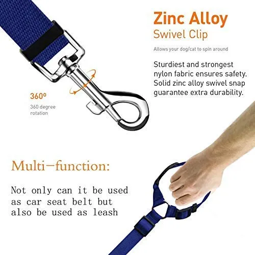 BWOGUE 2 paquetes de correas de seguridad para perros y gatos, para reposacabezas de coche, de nailon, ajustables, para perros, cinturones de seguridad, arnés