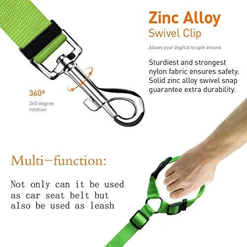 BWOGUE 2 paquetes de correas de seguridad para perros y gatos, para reposacabezas de coche, de nailon, ajustables, para perros, cinturones de seguridad, arnés