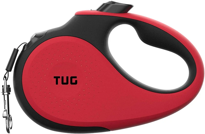 TUG Patented 360° Tangle-Free, Heavy Duty Retractable Dog Leash with Anti-Slip Handle; 16 ft Strong Nylon Tape/Ribbon; One-Handed Brake, Pause, Lock