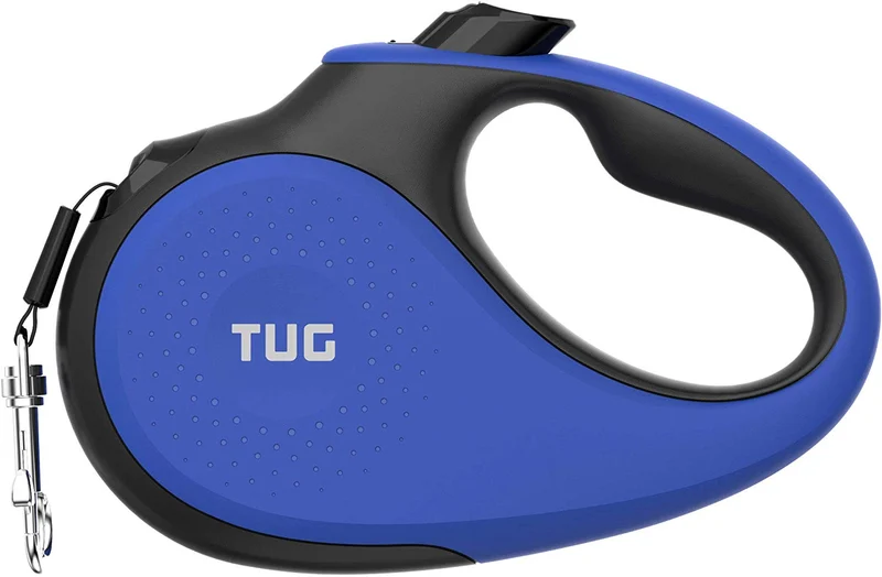 TUG Patented 360° Tangle-Free, Heavy Duty Retractable Dog Leash with Anti-Slip Handle; 16 ft Strong Nylon Tape/Ribbon; One-Handed Brake, Pause, Lock