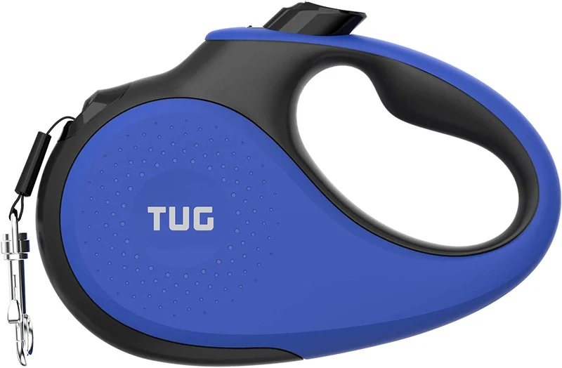 TUG Patented 360° Tangle-Free, Heavy Duty Retractable Dog Leash with Anti-Slip Handle; 16 ft Strong Nylon Tape/Ribbon; One-Handed Brake, Pause, Lock