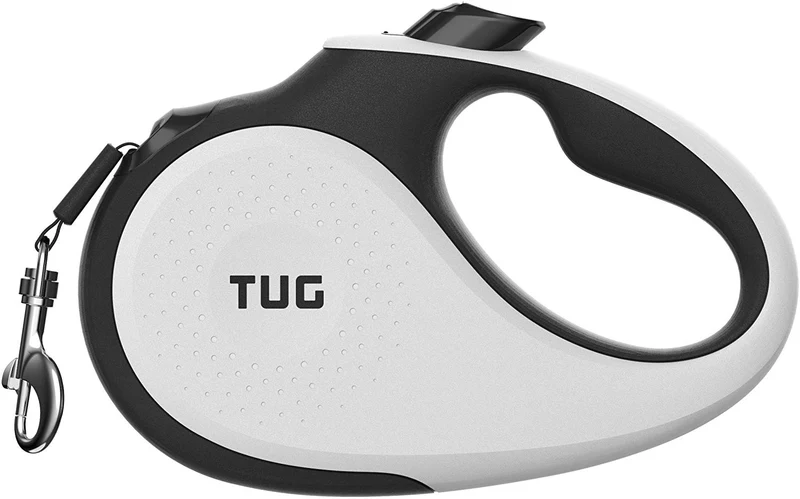 TUG Patented 360° Tangle-Free, Heavy Duty Retractable Dog Leash with Anti-Slip Handle; 16 ft Strong Nylon Tape/Ribbon; One-Handed Brake, Pause, Lock