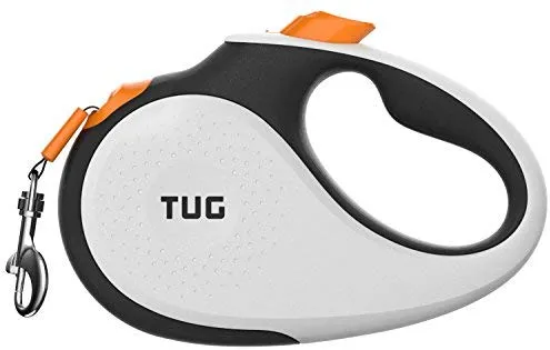 TUG Patented 360° Tangle-Free, Heavy Duty Retractable Dog Leash with Anti-Slip Handle; 16 ft Strong Nylon Tape/Ribbon; One-Handed Brake, Pause, Lock