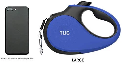 TUG Patented 360° Tangle-Free, Heavy Duty Retractable Dog Leash with Anti-Slip Handle; 16 ft Strong Nylon Tape/Ribbon; One-Handed Brake, Pause, Lock