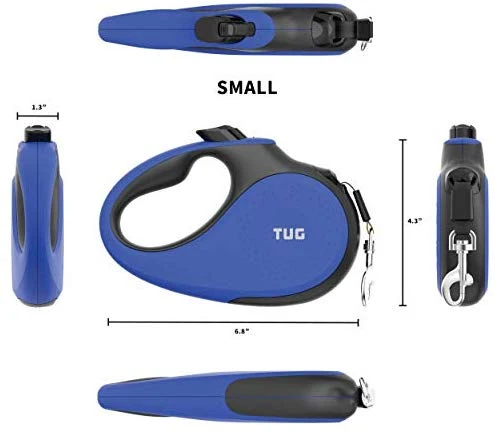 TUG Patented 360° Tangle-Free, Heavy Duty Retractable Dog Leash with Anti-Slip Handle; 16 ft Strong Nylon Tape/Ribbon; One-Handed Brake, Pause, Lock