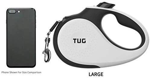 TUG Patented 360° Tangle-Free, Heavy Duty Retractable Dog Leash with Anti-Slip Handle; 16 ft Strong Nylon Tape/Ribbon; One-Handed Brake, Pause, Lock