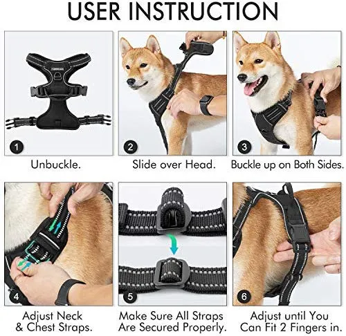 Rabbitgoo Arnés de perro sin tirones arnés ajustable al aire libre mascota chaleco 3M reflectante material Oxford chaleco para perros fácil control para perros pequeños, medianos y grandes