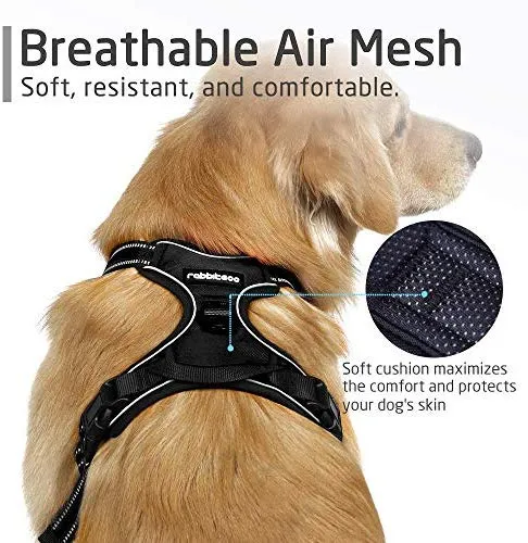 Rabbitgoo Arnés de perro sin tirones arnés ajustable al aire libre mascota chaleco 3M reflectante material Oxford chaleco para perros fácil control para perros pequeños, medianos y grandes
