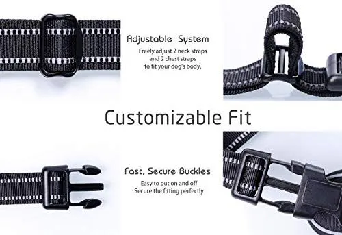Rabbitgoo Arnés de perro sin tirones arnés ajustable al aire libre mascota chaleco 3M reflectante material Oxford chaleco para perros fácil control para perros pequeños, medianos y grandes