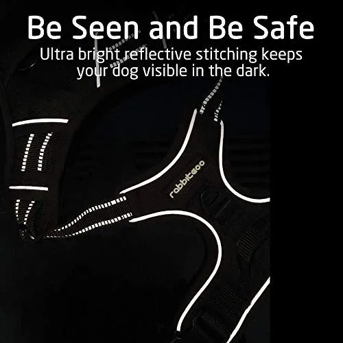 Rabbitgoo Arnés de perro sin tirones arnés ajustable al aire libre mascota chaleco 3M reflectante material Oxford chaleco para perros fácil control para perros pequeños, medianos y grandes