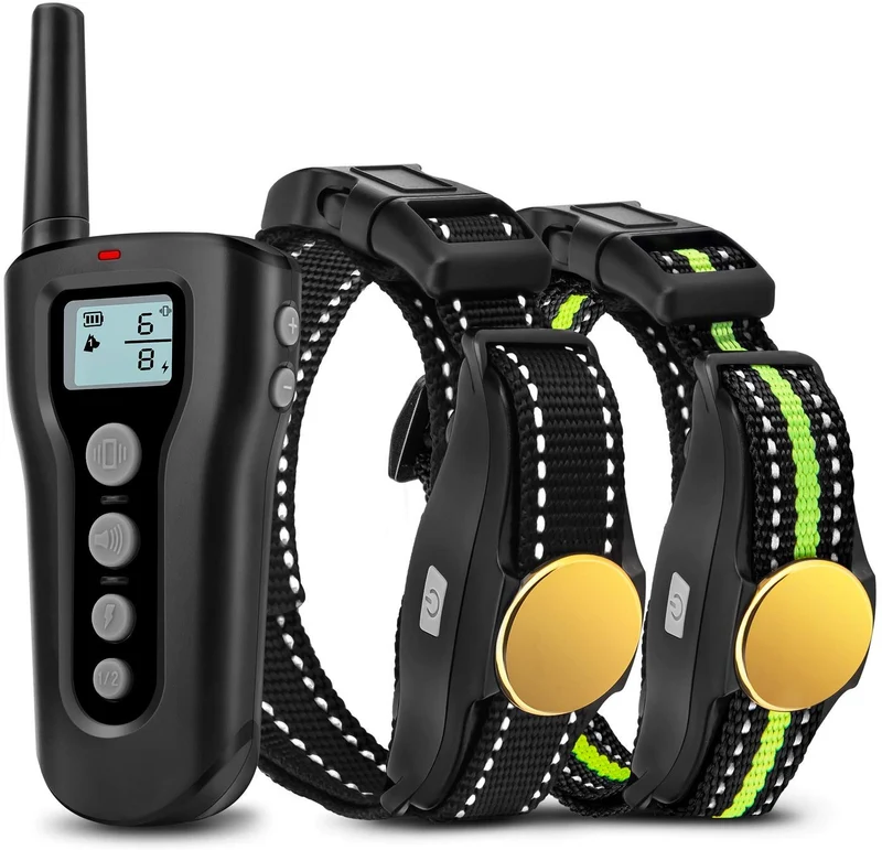 Bousnic - Collar de entrenamiento para perro, 2 perros, con control remoto, recargable, impermeable, con vibración de pitido, para perros pequeños, medianos y grandes (10 libras - 120 libras)