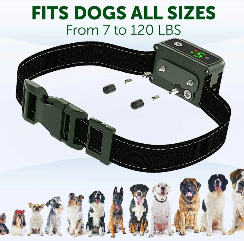 TBI Pro Collar de corteza de perro – Detección de ladridos inteligente profesional eficaz K9 – recargable con tres modos antipliegue: pitido, vibración para razas de perros pequeñas, medianas, grandes – IPx7 impermeable
