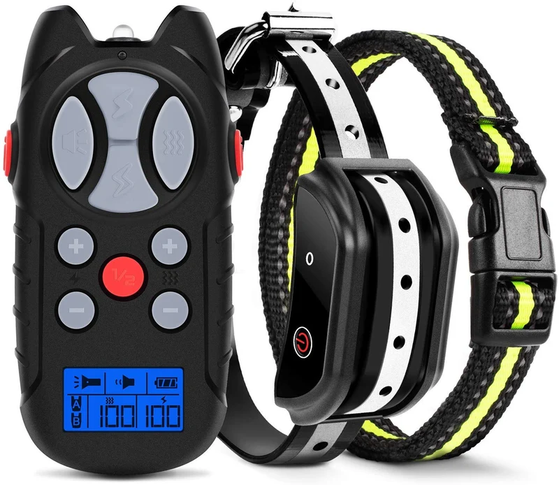 Flittor Collar de choque para perros, collar de entrenamiento de perro, collar de choque recargable con control remoto, 3 modos de vibración y choque impermeable collar de corteza para perros pequeños, medianos y grandes