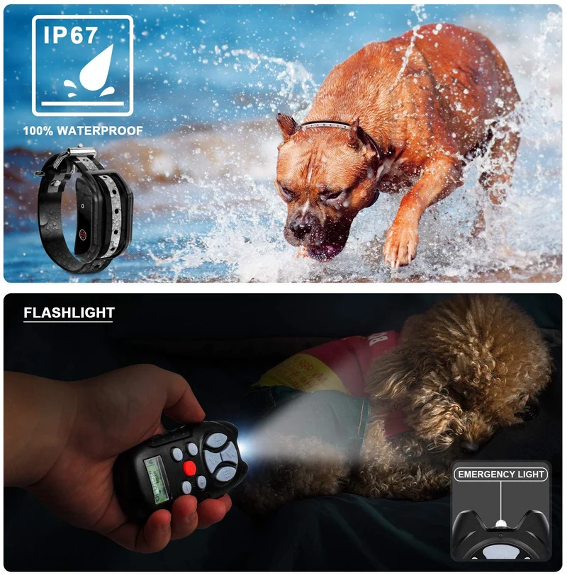 Flittor Collar de choque para perros, collar de entrenamiento de perro, collar de choque recargable con control remoto, 3 modos de vibración y choque impermeable collar de corteza para perros pequeños, medianos y grandes
