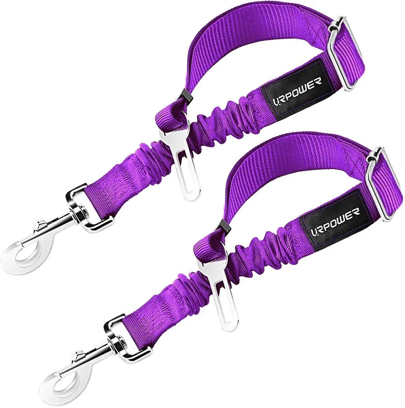 URPOWER Cinturón de seguridad para perro, 2 unidades, cinturón de seguridad ajustable para mascotas, cinturón de seguridad para vehículos, nailon, resistente, elástico y duradero, cinturón de asiento de coche para perros, gatos y mascotas