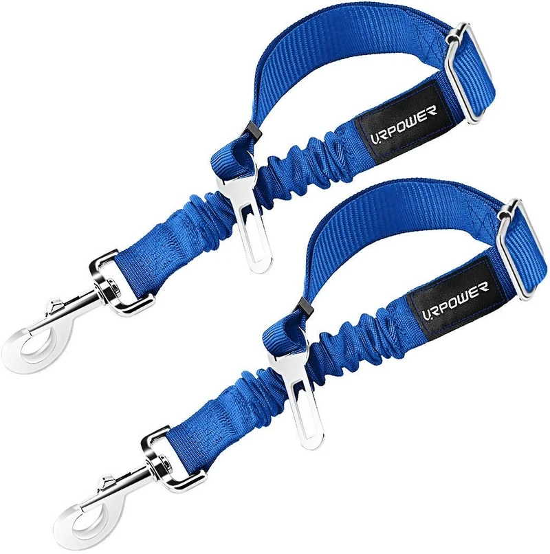 URPOWER Cinturón de seguridad para perro, 2 unidades, cinturón de seguridad ajustable para mascotas, cinturón de seguridad para vehículos, nailon, resistente, elástico y duradero, cinturón de asiento de coche para perros, gatos y mascotas