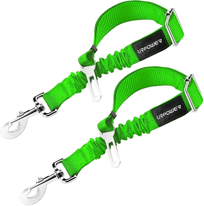 URPOWER Cinturón de seguridad para perro, 2 unidades, cinturón de seguridad ajustable para mascotas, cinturón de seguridad para vehículos, nailon, resistente, elástico y duradero, cinturón de asiento de coche para perros, gatos y mascotas