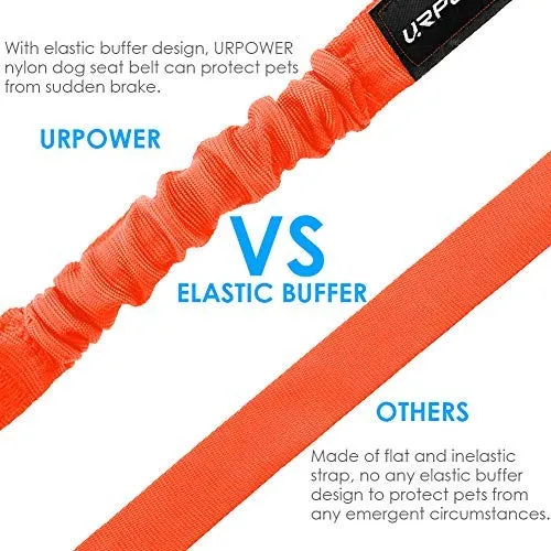 URPOWER Cinturón de seguridad para perro, 2 unidades, cinturón de seguridad ajustable para mascotas, cinturón de seguridad para vehículos, nailon, resistente, elástico y duradero, cinturón de asiento de coche para perros, gatos y mascotas