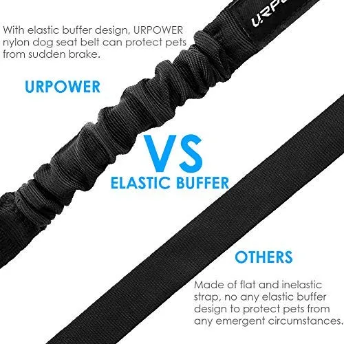 URPOWER Cinturón de seguridad para perro, 2 unidades, cinturón de seguridad ajustable para mascotas, cinturón de seguridad para vehículos, nailon, resistente, elástico y duradero, cinturón de asiento de coche para perros, gatos y mascotas