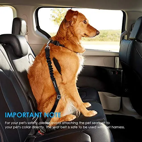 URPOWER Cinturón de seguridad para perro, 2 unidades, cinturón de seguridad ajustable para mascotas, cinturón de seguridad para vehículos, nailon, resistente, elástico y duradero, cinturón de asiento de coche para perros, gatos y mascotas