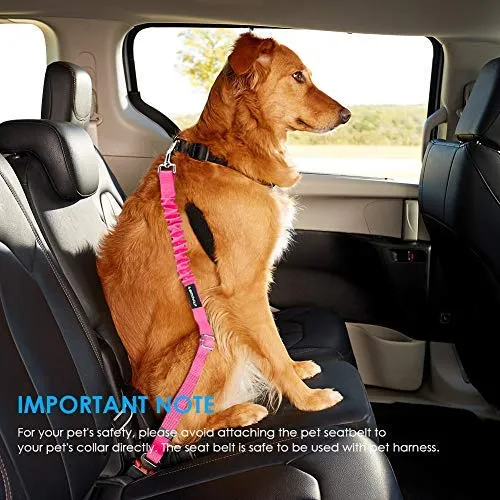 URPOWER Cinturón de seguridad para perro, 2 unidades, cinturón de seguridad ajustable para mascotas, cinturón de seguridad para vehículos, nailon, resistente, elástico y duradero, cinturón de asiento de coche para perros, gatos y mascotas