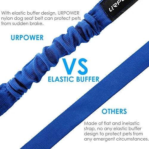URPOWER Cinturón de seguridad para perro, 2 unidades, cinturón de seguridad ajustable para mascotas, cinturón de seguridad para vehículos, nailon, resistente, elástico y duradero, cinturón de asiento de coche para perros, gatos y mascotas