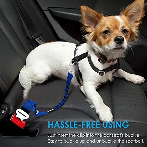 URPOWER Cinturón de seguridad para perro, 2 unidades, cinturón de seguridad ajustable para mascotas, cinturón de seguridad para vehículos, nailon, resistente, elástico y duradero, cinturón de asiento de coche para perros, gatos y mascotas