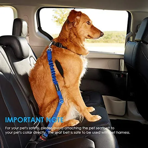 URPOWER Cinturón de seguridad para perro, 2 unidades, cinturón de seguridad ajustable para mascotas, cinturón de seguridad para vehículos, nailon, resistente, elástico y duradero, cinturón de asiento de coche para perros, gatos y mascotas