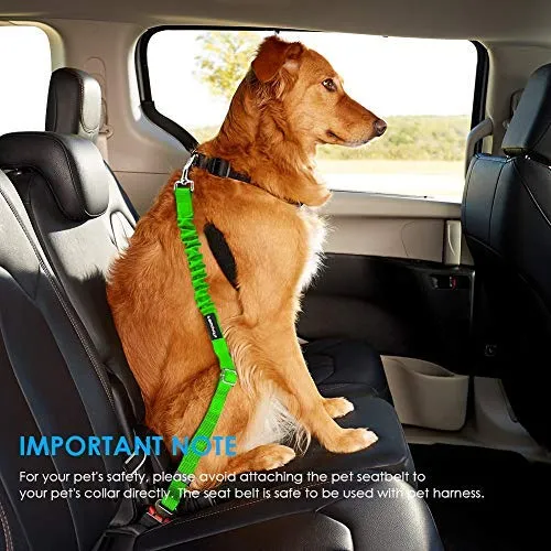 URPOWER Cinturón de seguridad para perro, 2 unidades, cinturón de seguridad ajustable para mascotas, cinturón de seguridad para vehículos, nailon, resistente, elástico y duradero, cinturón de asiento de coche para perros, gatos y mascotas