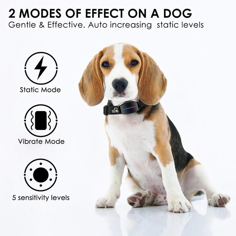 Collar de corteza de perro – Collar antiladridos inteligente con control de corteza, sonido efectivo, vibración y 7 niveles automáticos de forma de choque con indicador LED, fácil de usar, no bloquea el cuello