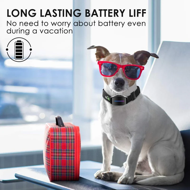 Collar de corteza de perro – Collar antiladridos inteligente con control de corteza, sonido efectivo, vibración y 7 niveles automáticos de forma de choque con indicador LED, fácil de usar, no bloquea el cuello