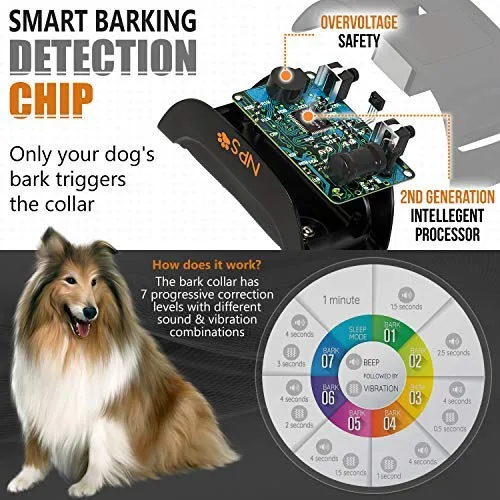 NPS No Shock Bark Collar for Small to Large Dogs - Smart Chip Adjusts to Stop Barking in 1 Minute - Highly Effective Vibration and Sound Stops Barks Fast with No Pain - Safe, Anti-Bark Device