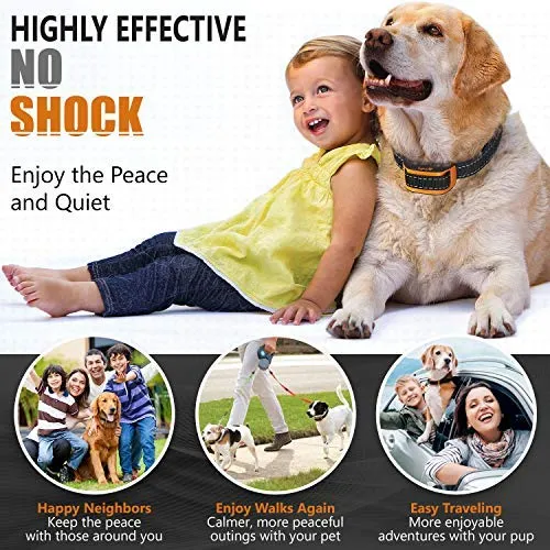 NPS No Shock Bark Collar for Small to Large Dogs - Smart Chip Adjusts to Stop Barking in 1 Minute - Highly Effective Vibration and Sound Stops Barks Fast with No Pain - Safe, Anti-Bark Device