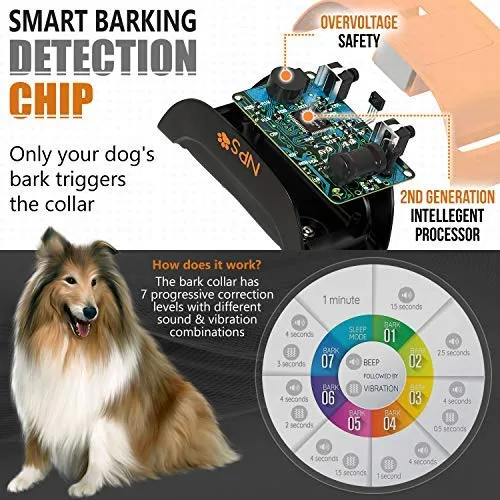 NPS No Shock Bark Collar for Small to Large Dogs - Smart Chip Adjusts to Stop Barking in 1 Minute - Highly Effective Vibration and Sound Stops Barks Fast with No Pain - Safe, Anti-Bark Device