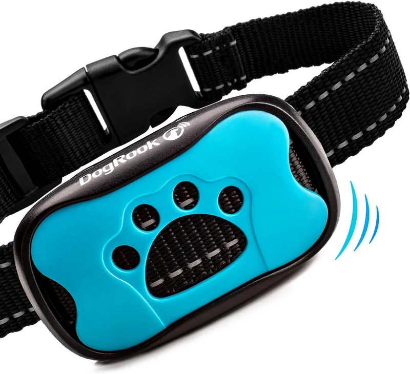 DogRook - Collar de corteza humano, sin choque, acción sin control remoto, modos de vibración y cuidado del sonido, para razas de perros pequeñas, medianas y grandes, sin daño, control de vibración reflectante