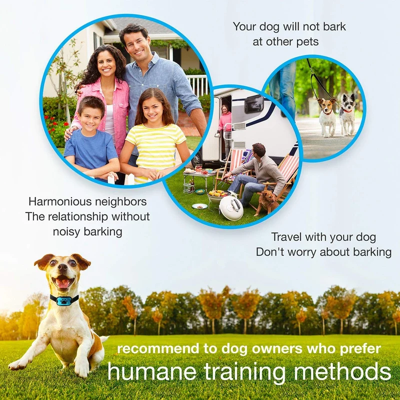 DogRook - Collar de corteza humano, sin choque, acción sin control remoto, modos de vibración y cuidado del sonido, para razas de perros pequeñas, medianas y grandes, sin daño, control de vibración reflectante