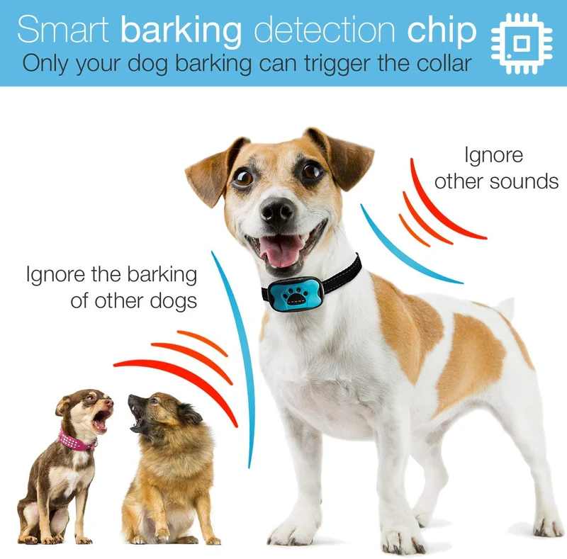 DogRook - Collar de corteza humano, sin choque, acción sin control remoto, modos de vibración y cuidado del sonido, para razas de perros pequeñas, medianas y grandes, sin daño, control de vibración reflectante