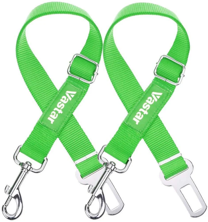 2 paquetes de cinturón de seguridad de coche para perros y gatos ajustables de Vastar, fabricados con tela de nailon; para enganchar al arnés