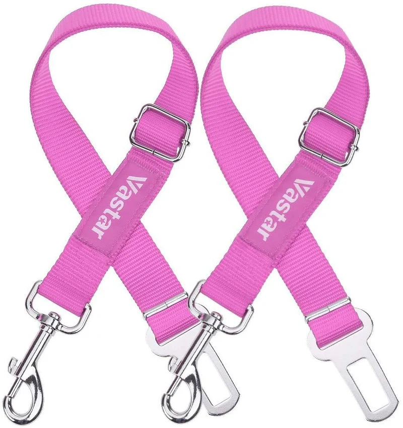 2 paquetes de cinturón de seguridad de coche para perros y gatos ajustables de Vastar, fabricados con tela de nailon; para enganchar al arnés