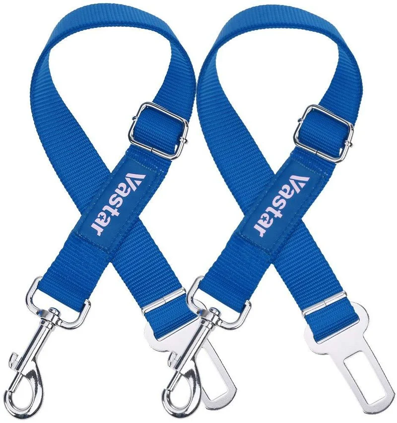 2 paquetes de cinturón de seguridad de coche para perros y gatos ajustables de Vastar, fabricados con tela de nailon; para enganchar al arnés