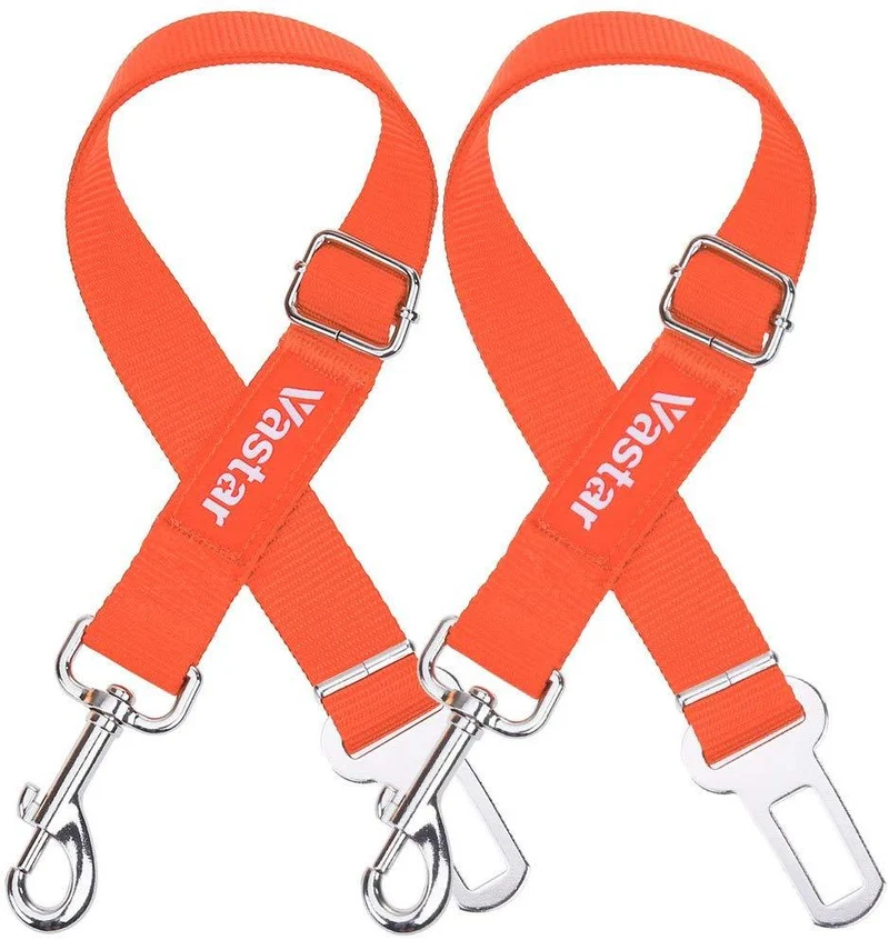 2 paquetes de cinturón de seguridad de coche para perros y gatos ajustables de Vastar, fabricados con tela de nailon; para enganchar al arnés