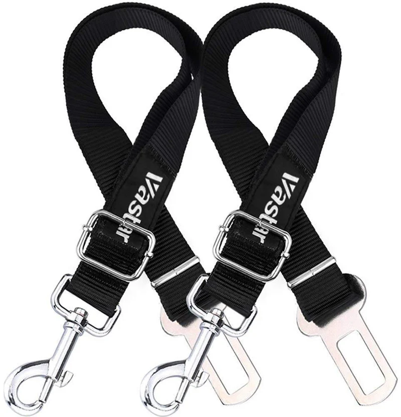 2 paquetes de cinturón de seguridad de coche para perros y gatos ajustables de Vastar, fabricados con tela de nailon; para enganchar al arnés