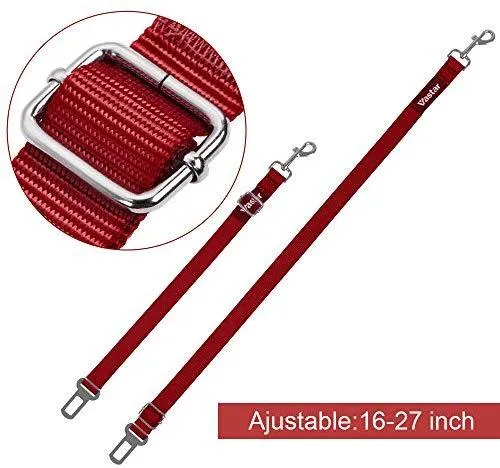 2 paquetes de cinturón de seguridad de coche para perros y gatos ajustables de Vastar, fabricados con tela de nailon; para enganchar al arnés