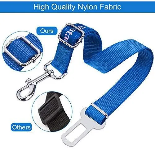 2 paquetes de cinturón de seguridad de coche para perros y gatos ajustables de Vastar, fabricados con tela de nailon; para enganchar al arnés