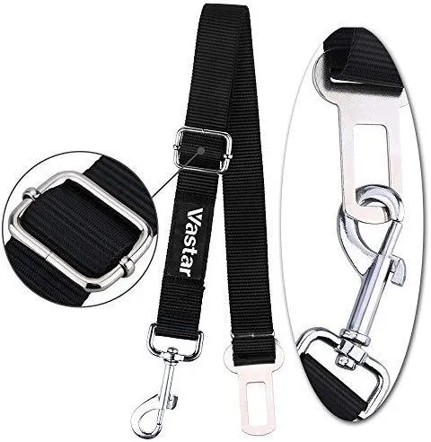 2 paquetes de cinturón de seguridad de coche para perros y gatos ajustables de Vastar, fabricados con tela de nailon; para enganchar al arnés