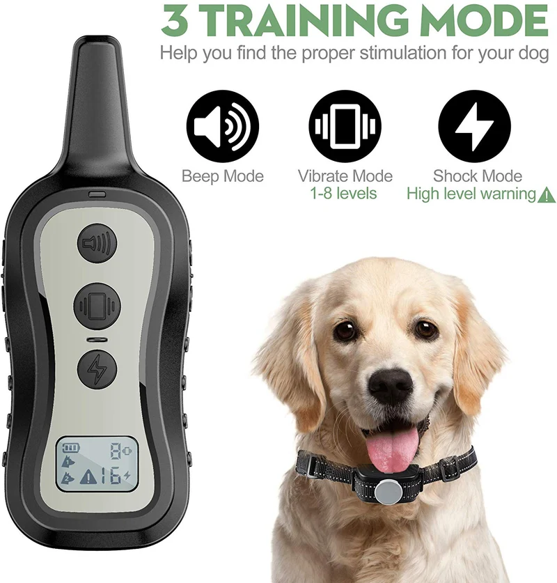 PeiTe Collar de entrenamiento para perro, collar con mando a distancia, 100% resistente a la lluvia, batería de bebida, vibración de pie, hasta 3.3 ft, rango remoto para perros pequeños, medianos y grandes