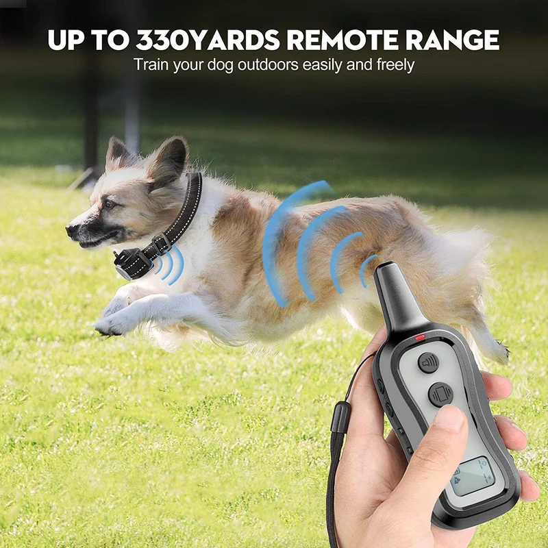 PeiTe Collar de entrenamiento para perro, collar con mando a distancia, 100% resistente a la lluvia, batería de bebida, vibración de pie, hasta 3.3 ft, rango remoto para perros pequeños, medianos y grandes