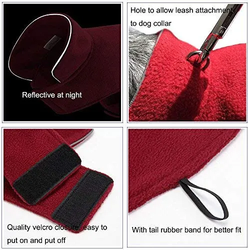 Foreyy - Chaqueta de forro polar reflectante para perro con agujero para correa – chaleco de invierno para perros de tamaño pequeño, mediano y grande